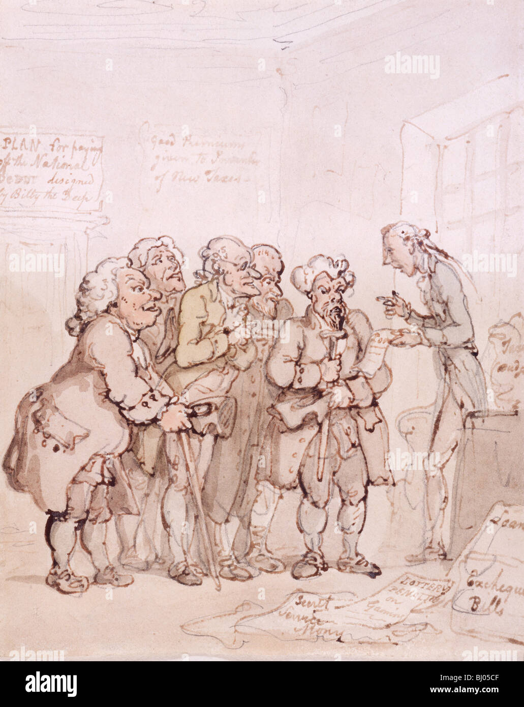 Loan contractors, late 18th-early 19th century. Artist: Thomas Rowlandson Stock Photo
