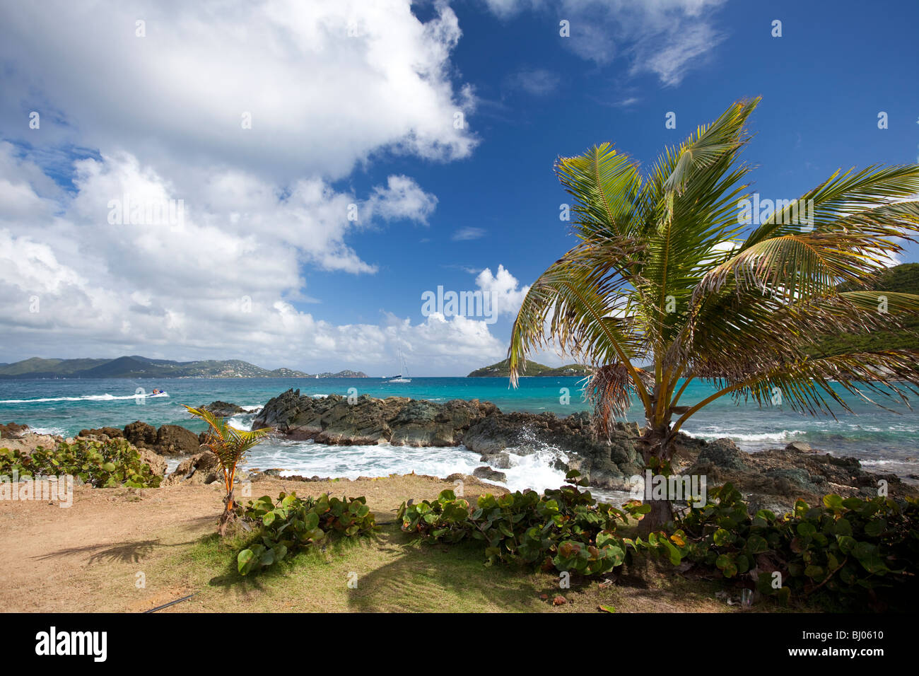Rocky shoreline on St. Thomas in US Virgin Islands Stock Photo