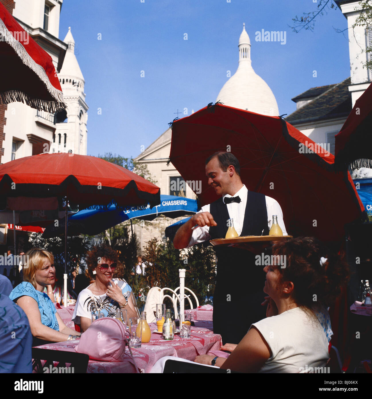 Paris France Montmartre Street Cafe Stock Photo