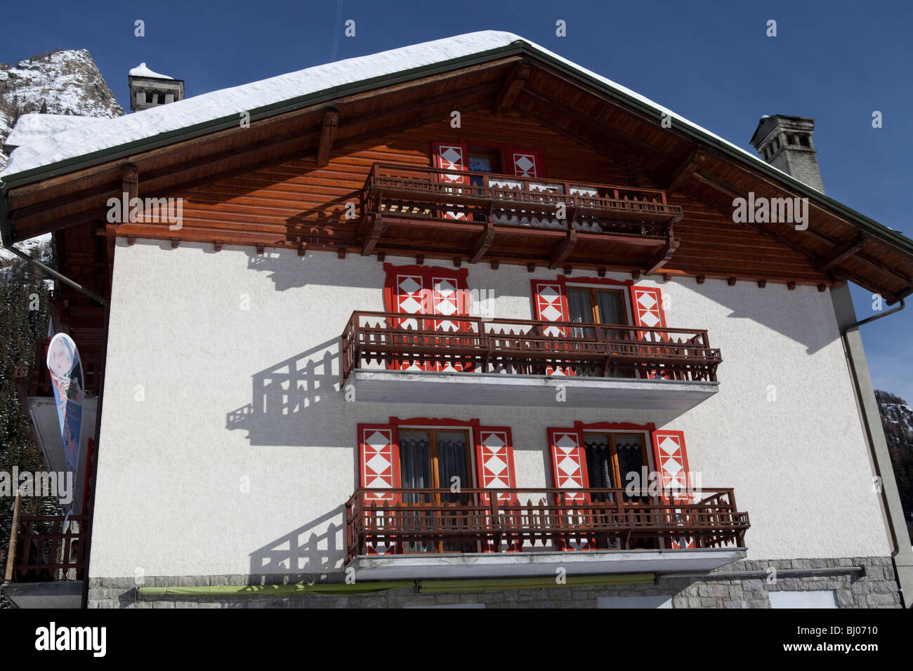Half timbered house construction double floor Monte Rosa region, Valle