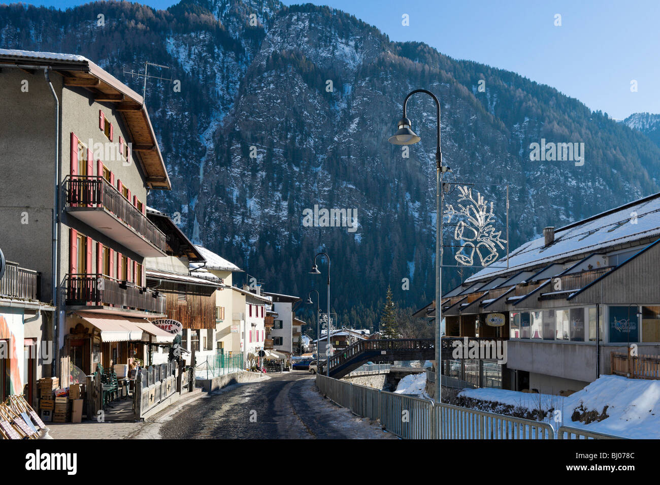 The village centre, Campitello, Val di Fassa, Dolomites, Italy Stock Photo
