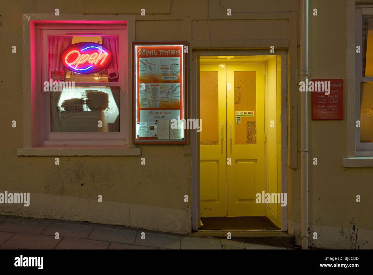 Entrance to Indian restaurant, Kendal, Cumbria, England UK Stock Photo