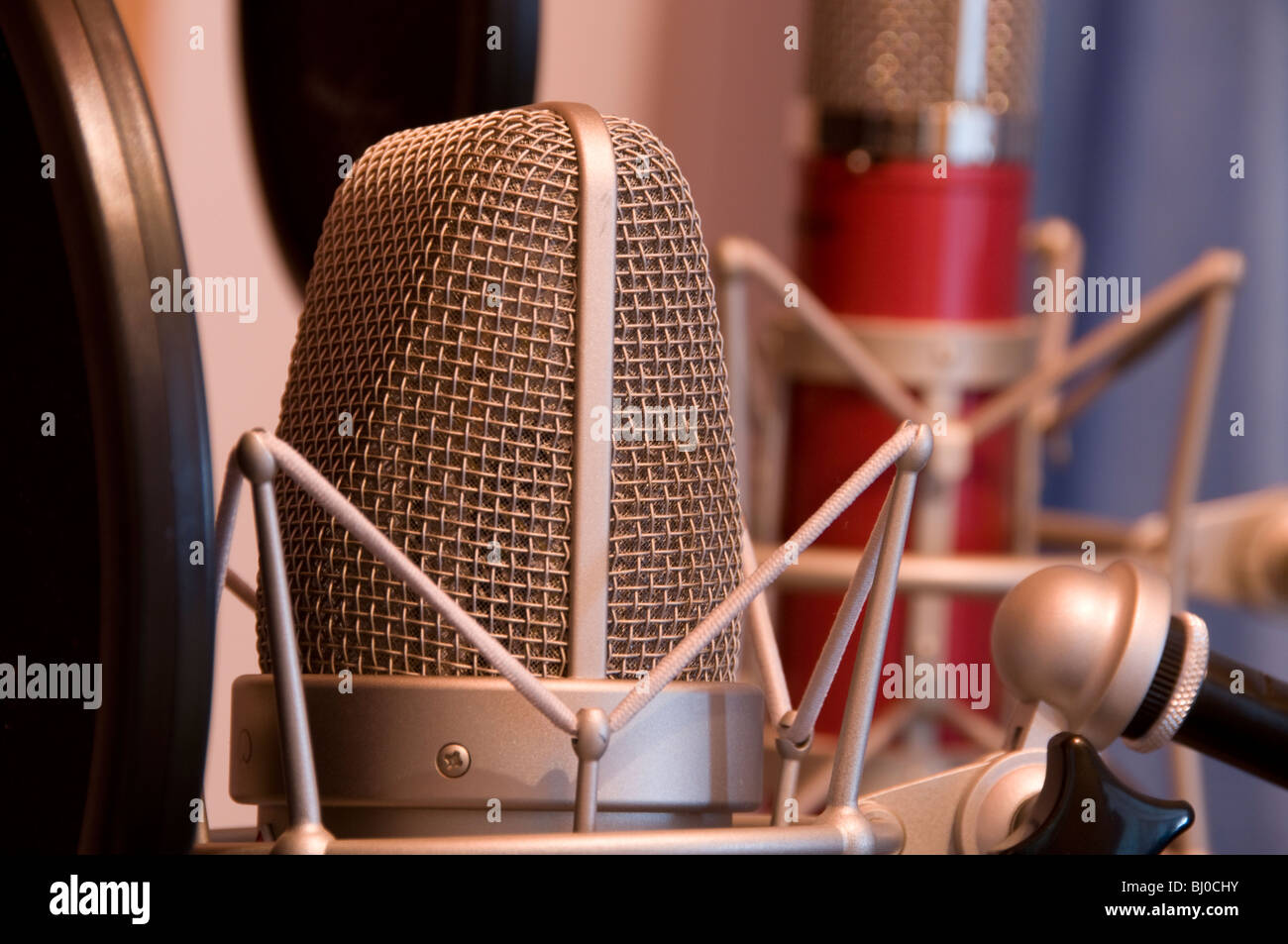 Microphones in a recording studio Stock Photo Alamy