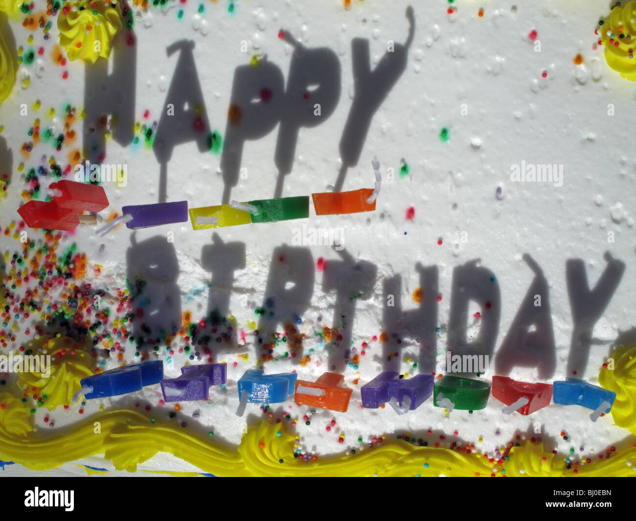 Birthday cake with letter candles Stock Photo Alamy