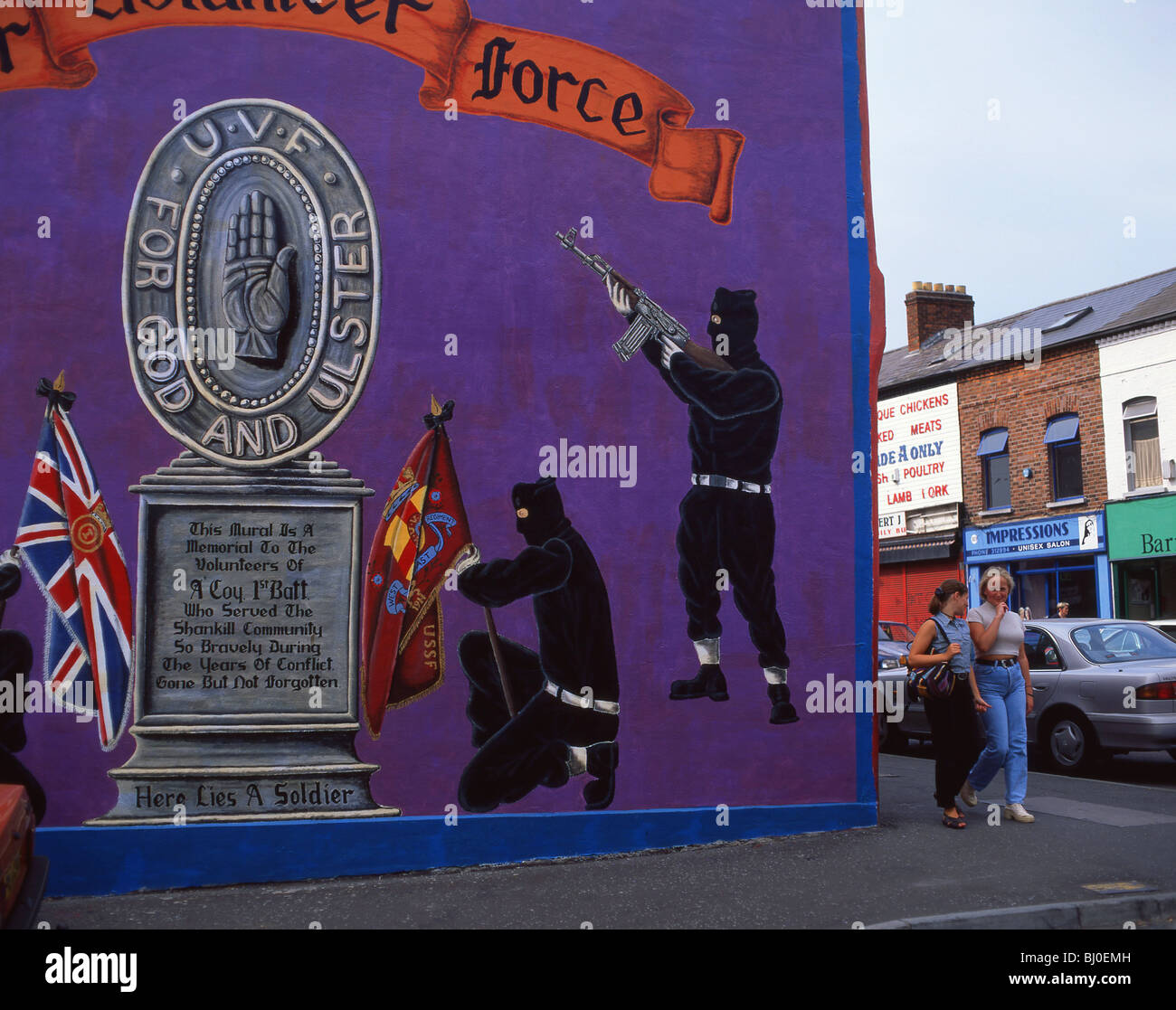Wall mural, Shankill District, Belfast, County Antrim, Northern Ireland, United Kingdom Stock Photo