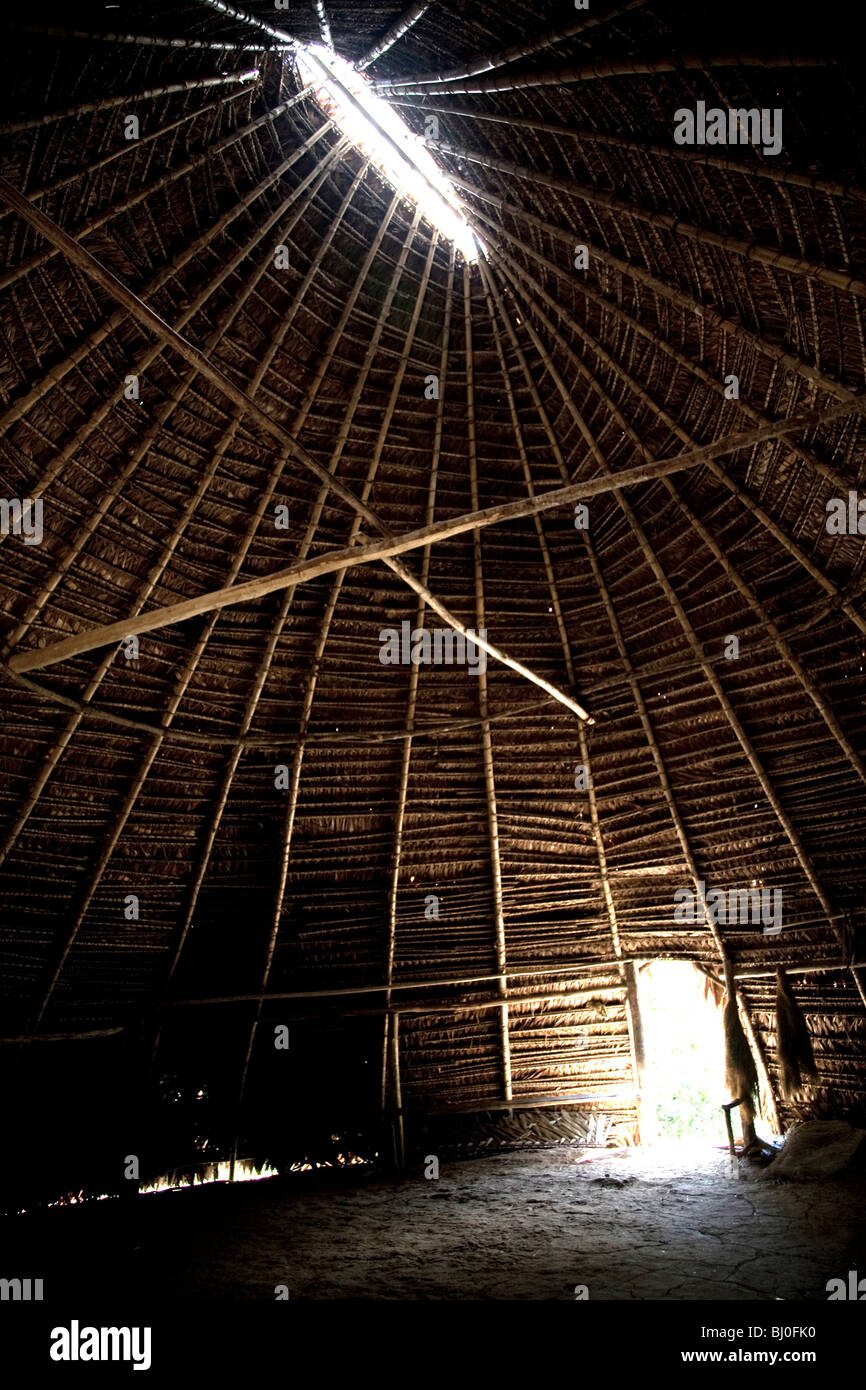 Yagua Indians living a traditional life near the Amazonian city of Iquitos, Peru. Stock Photo