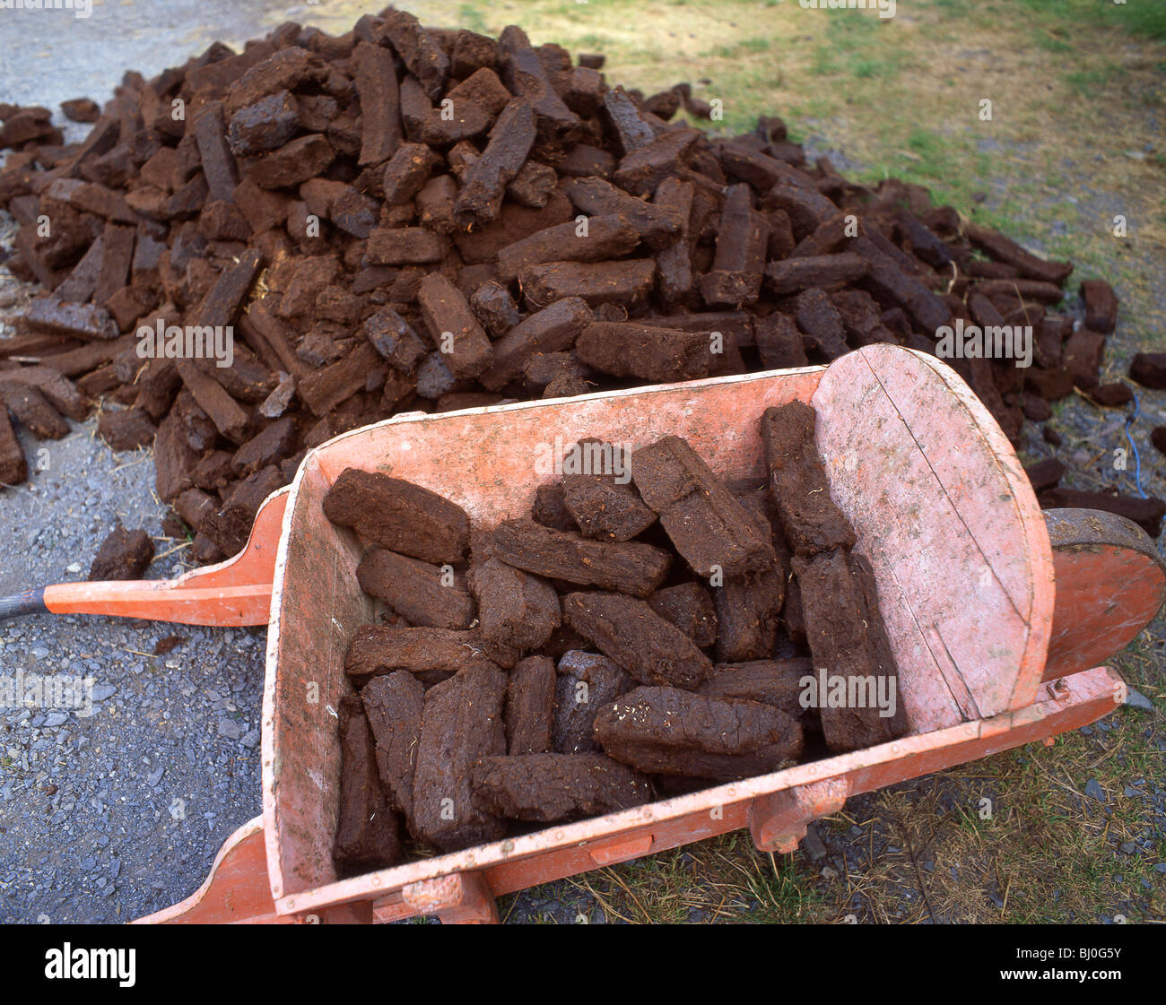 Barrow load of peat, County Down, Northern Ireland, United Kingdom Stock Photo