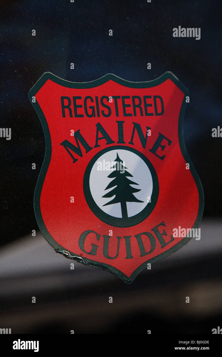 REGISTERED MAINE FISHING GUIDE WINDOW DECAL Stock Photo - Alamy