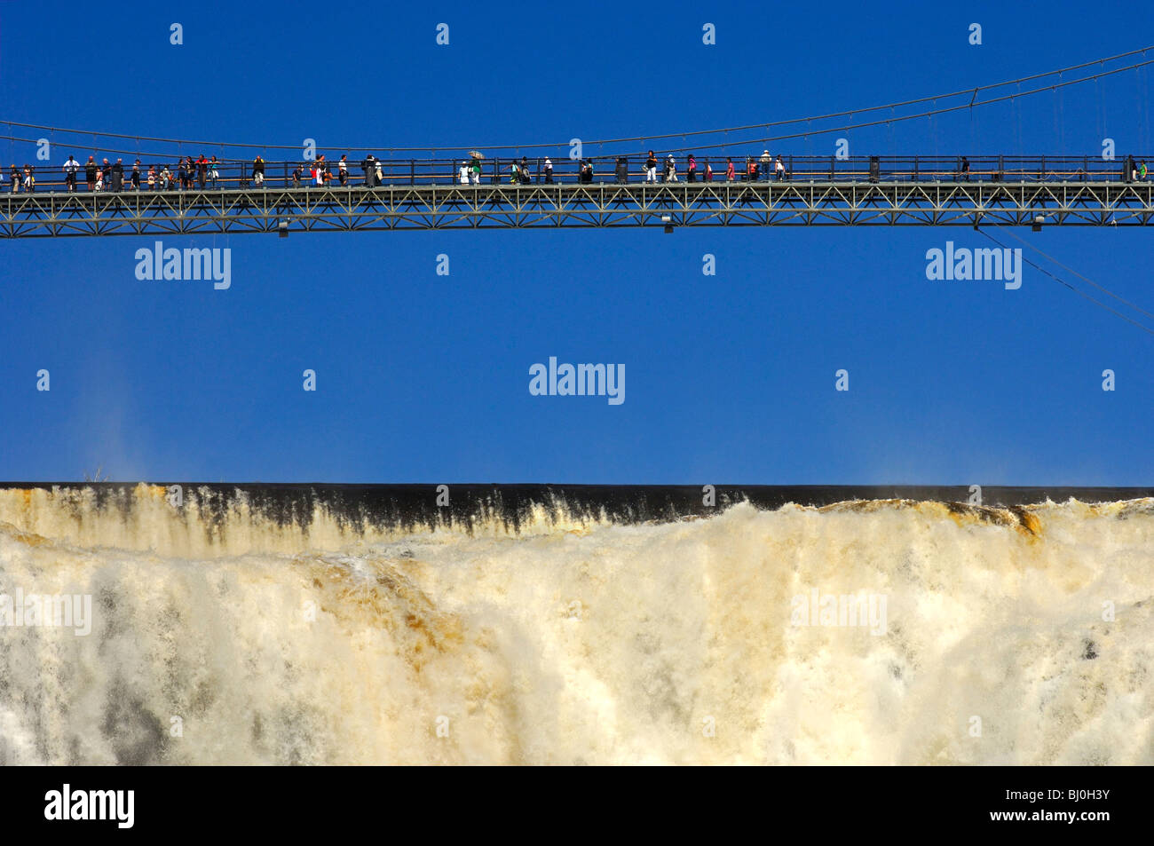 Suspension bridge across the top of the Montmorency Falls, Beauport, Quebec City, Canada Stock Photo