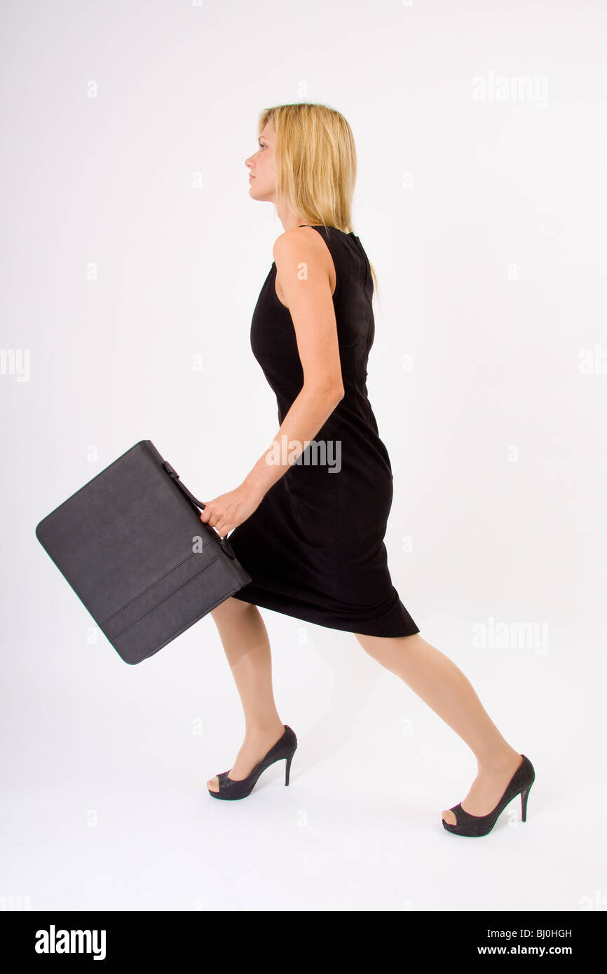 Young woman with briefcase Stock Photo Alamy