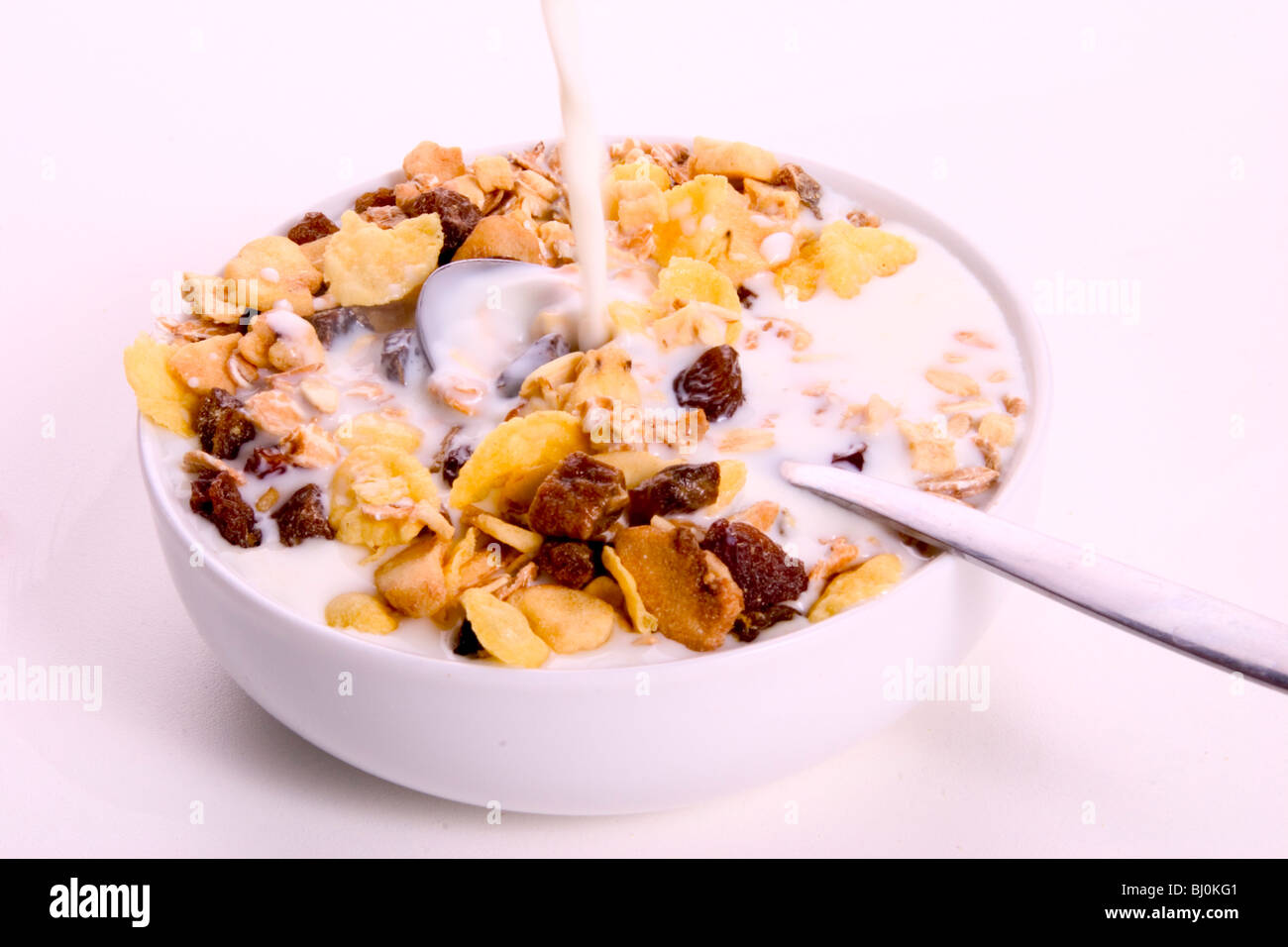 muesli with milk Stock Photo Alamy
