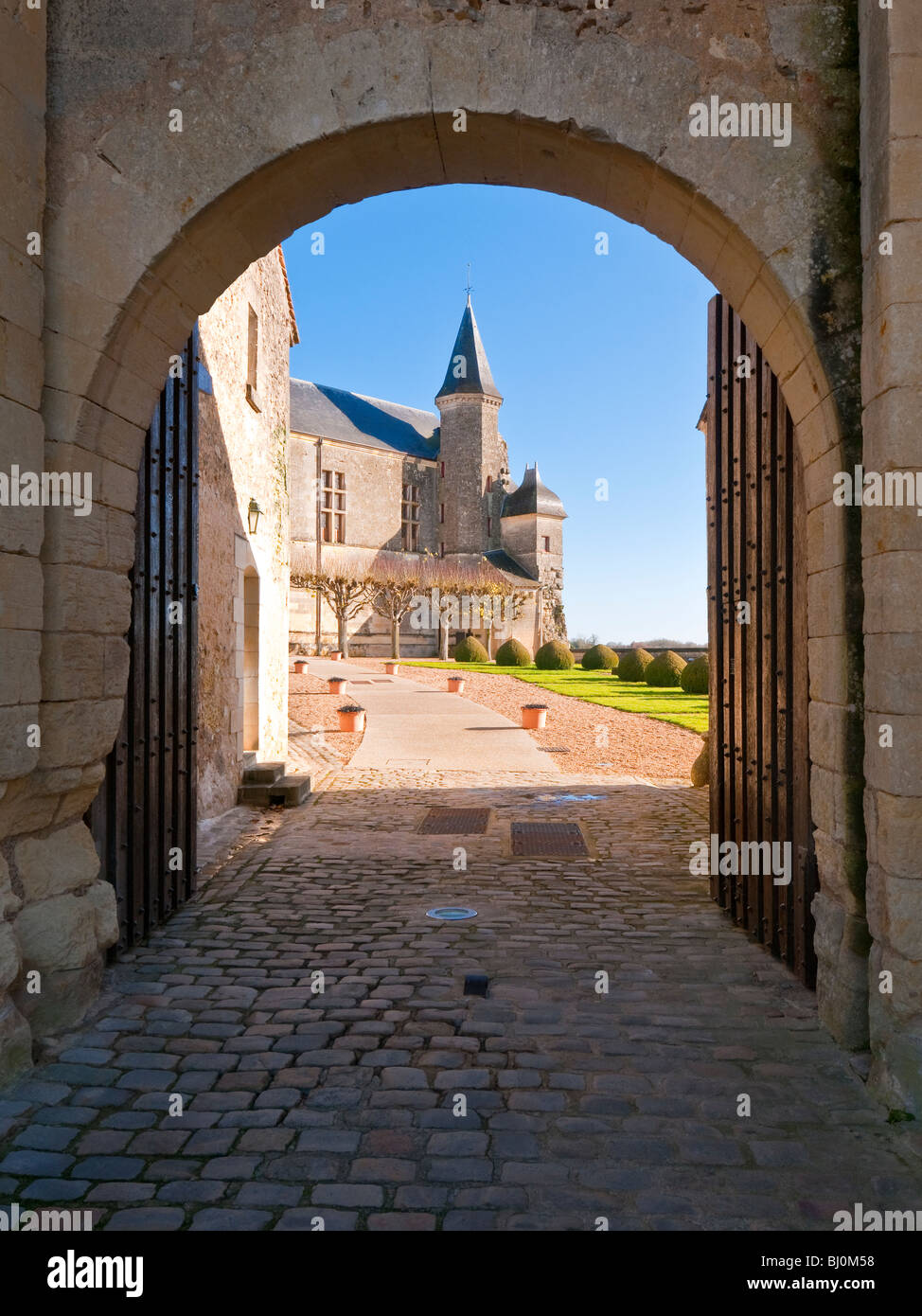 Chateau Inner Courtyard, Le Grand-Pressigny, sud-Touraine, France. Stock Photo