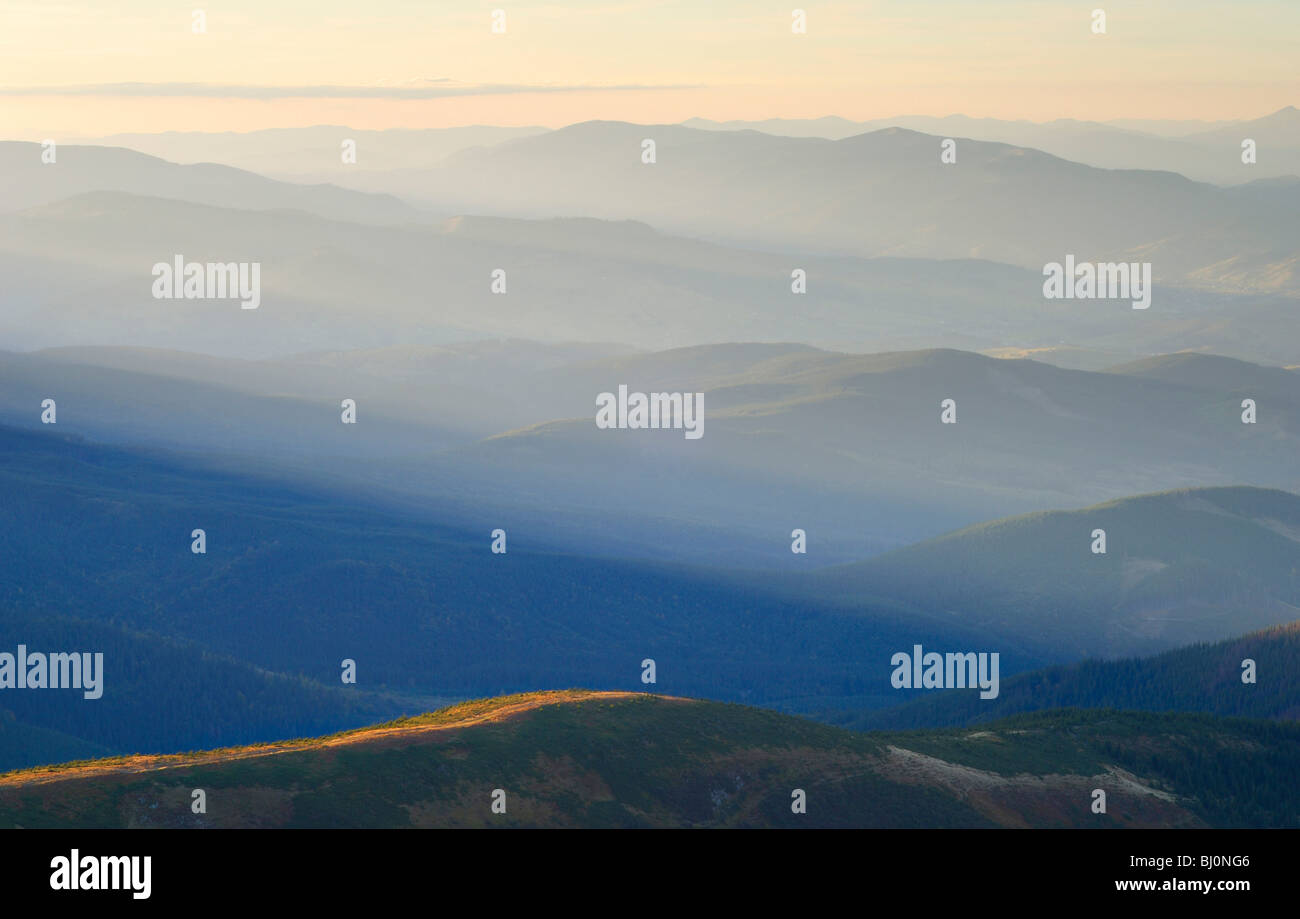 carpathian mountain landscape in the ukraine seen from goverla mountain Stock Photo