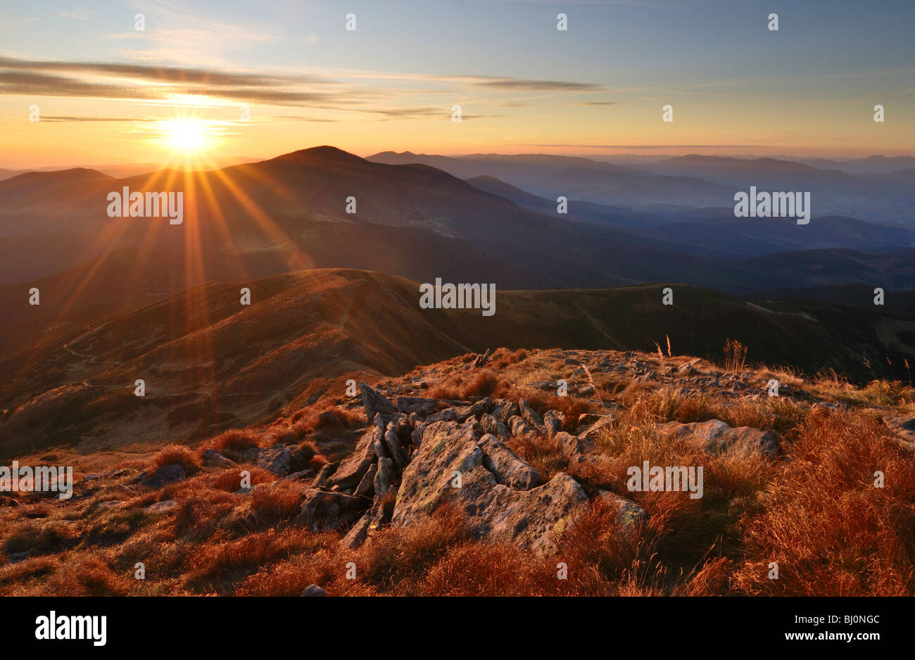 carpathian mountain landscape in the ukraine seen from goverla mountain Stock Photo