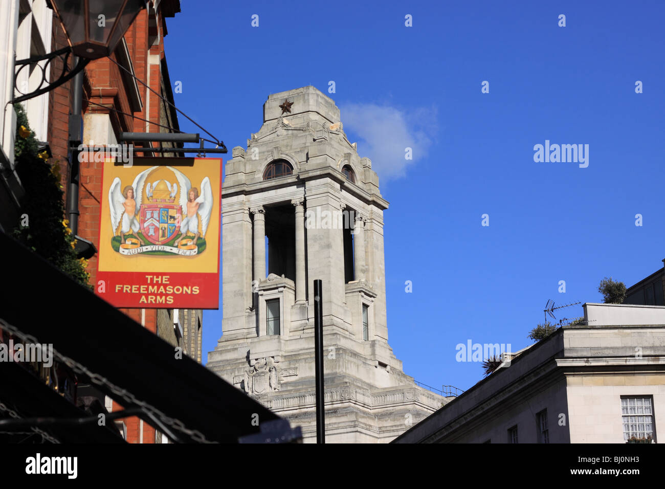 View of Freemasons Hall, Covent Garden, London Stock Photo
