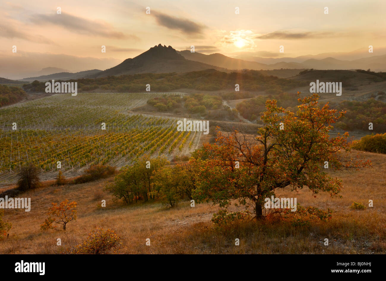 view at otlu-kaya mountain in koktebel area of crimea Stock Photo