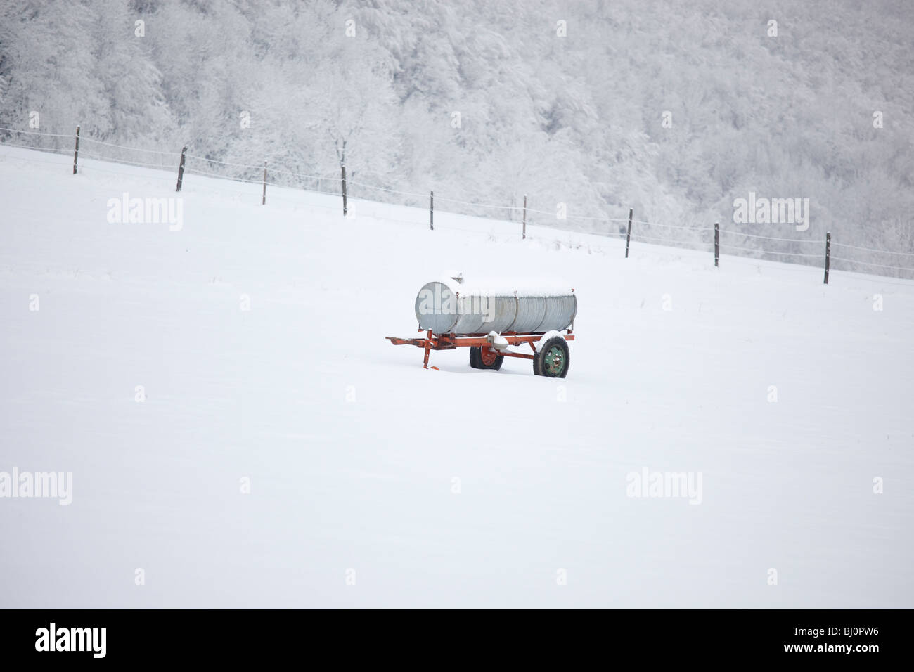 trailer in snow Stock Photo Alamy