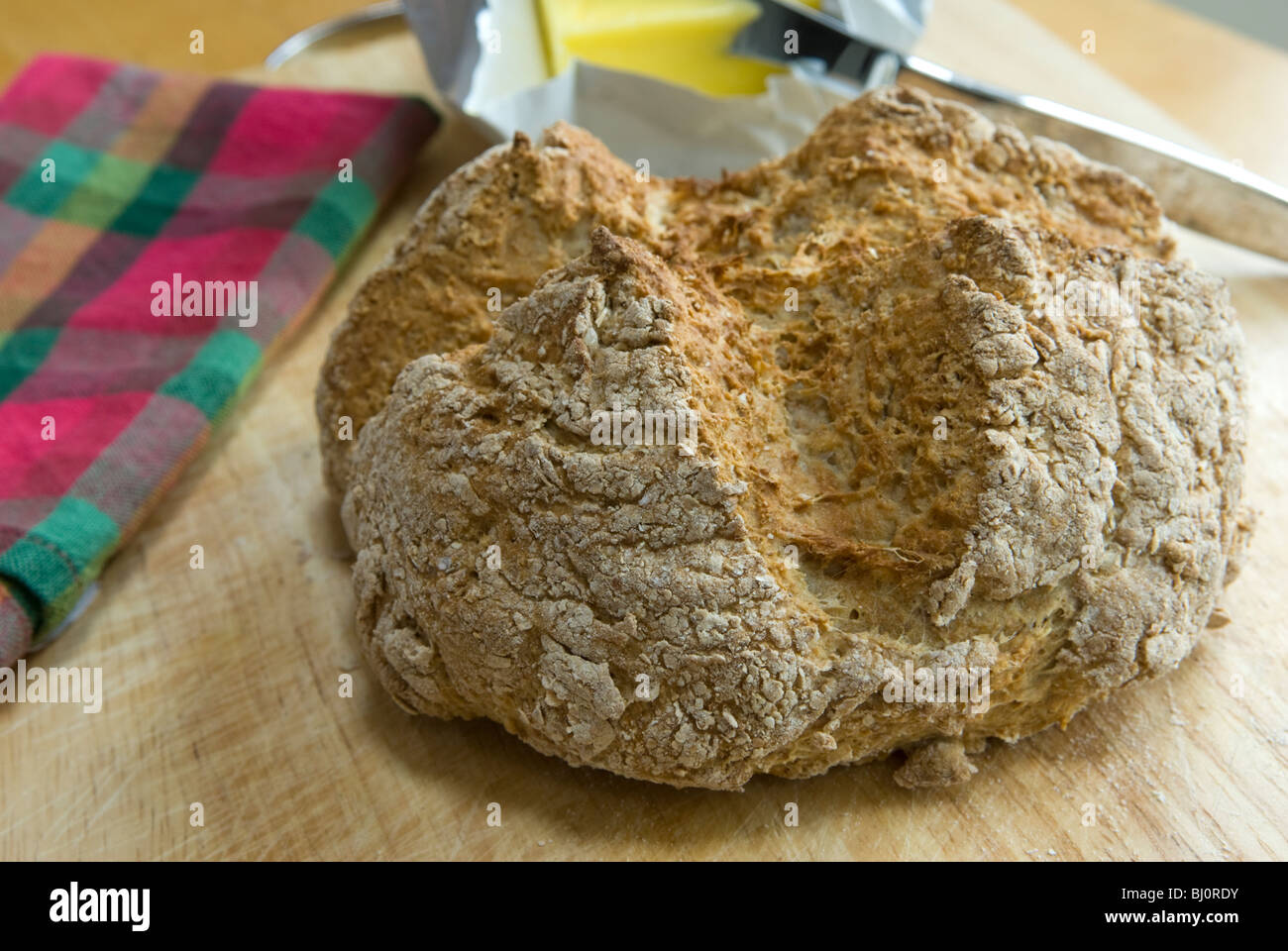 Irish Soda Bread, freshly baked. Stock Photo