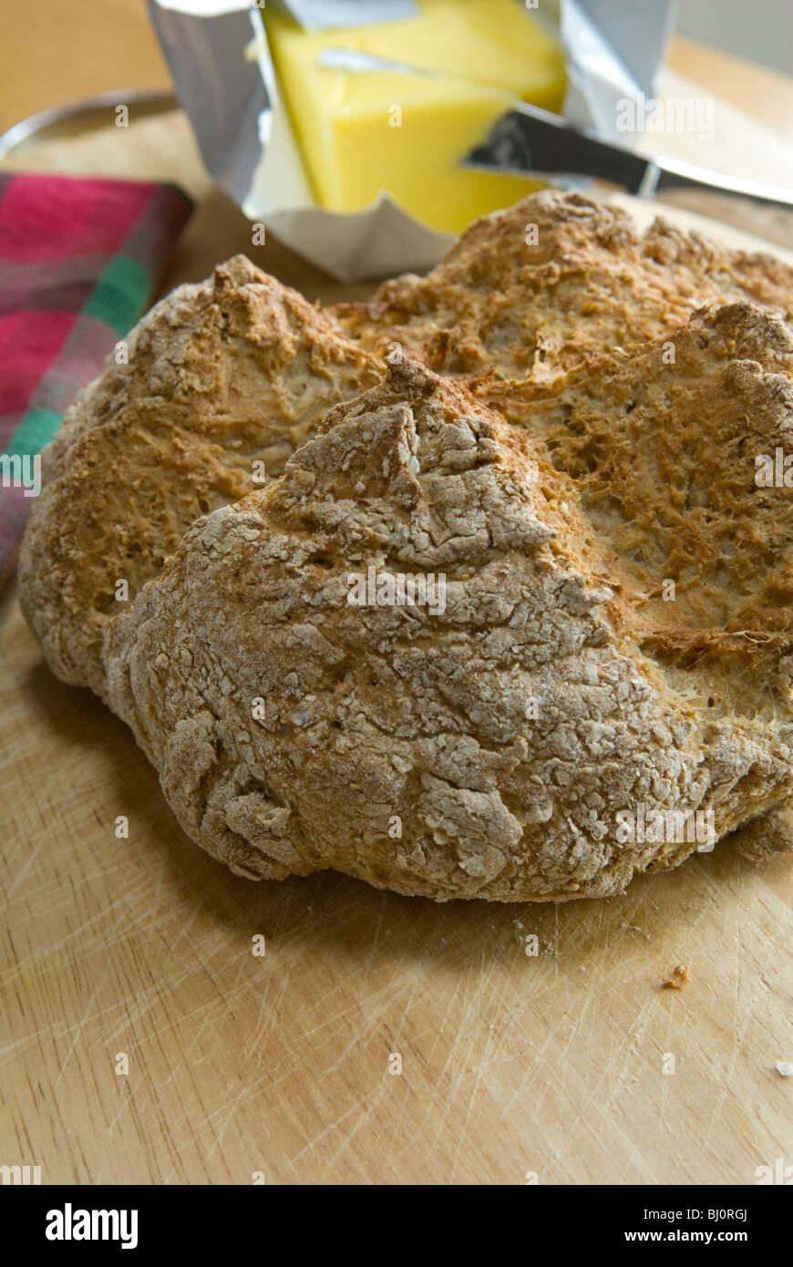 Irish Soda Bread, freshly baked. Stock Photo