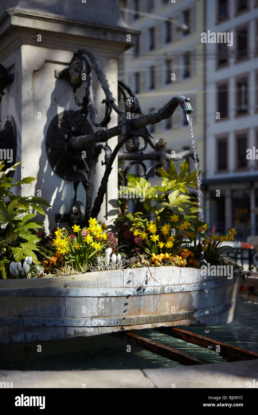 Drinking water tap fountain in Geneva, Switzerland Stock Photo Alamy