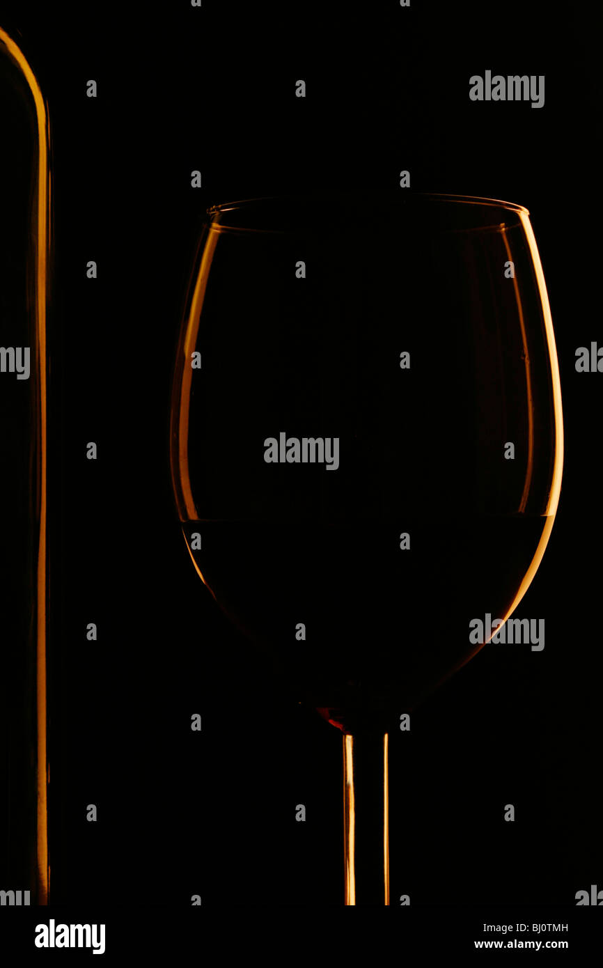 wineglass and winebottle Stock Photo
