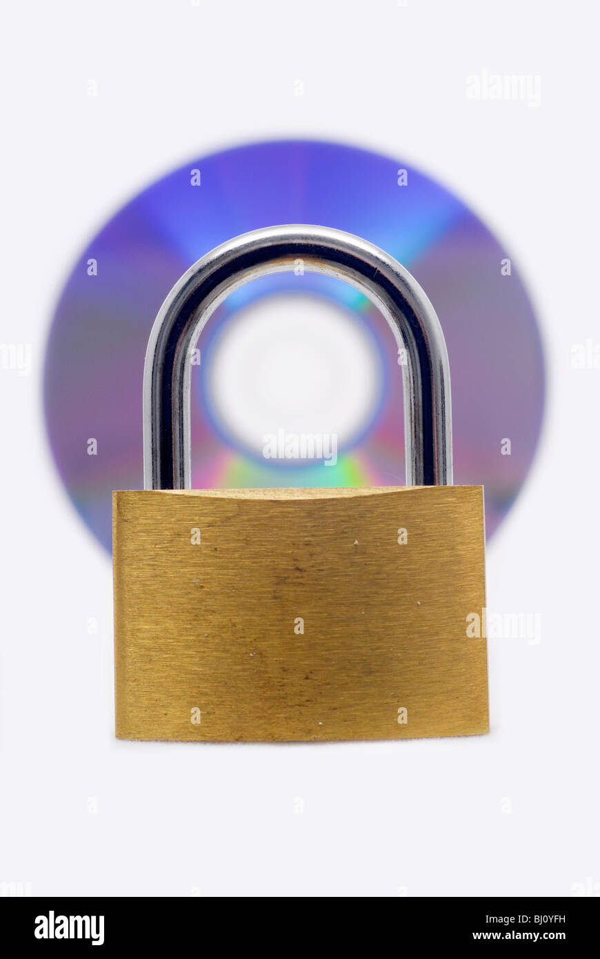 Padlock and DVD, data security, privacy Stock Photo