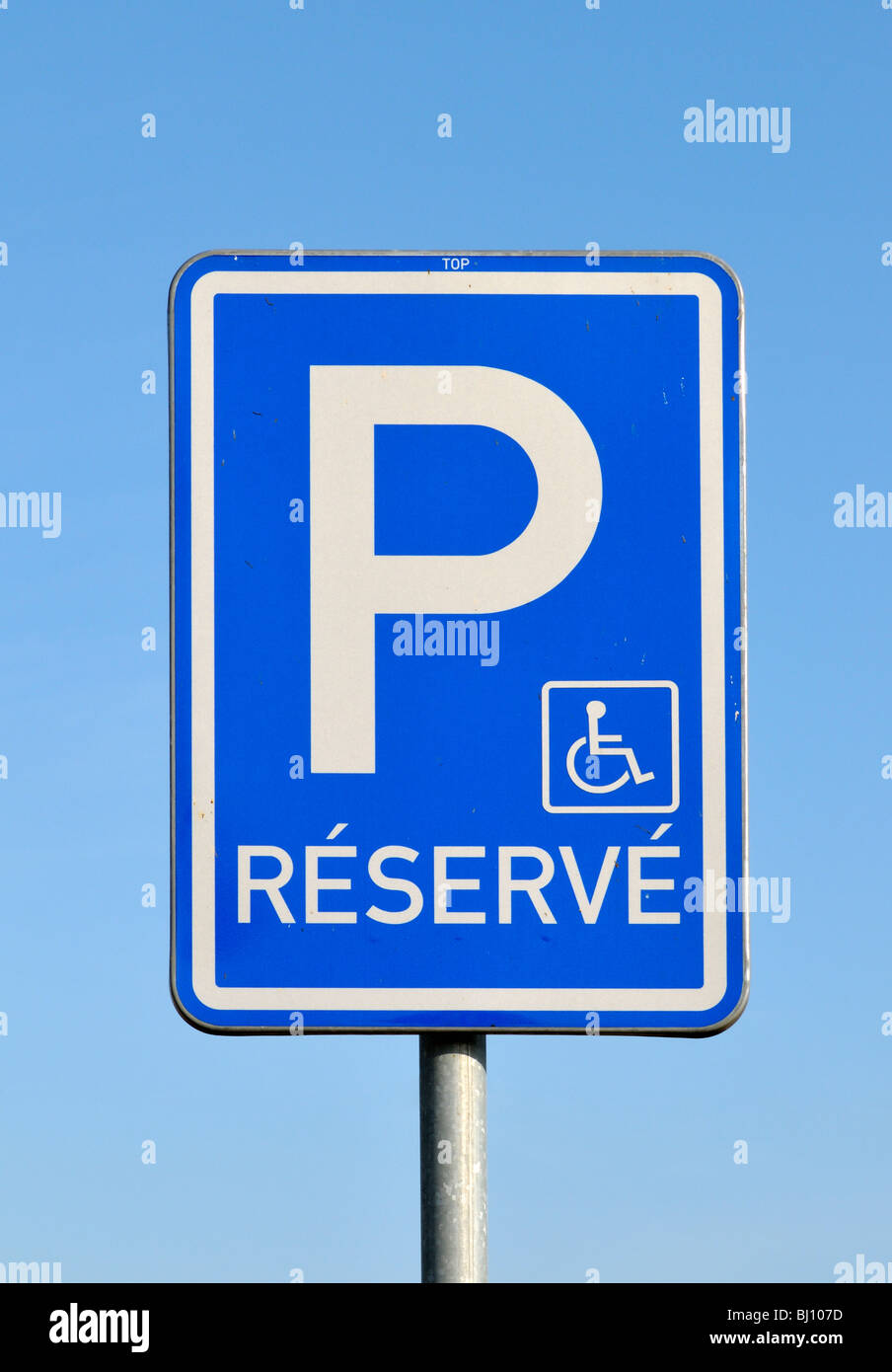 Reserved for Disabled (Handicapped) Parking Road (Traffic) Sign Stock