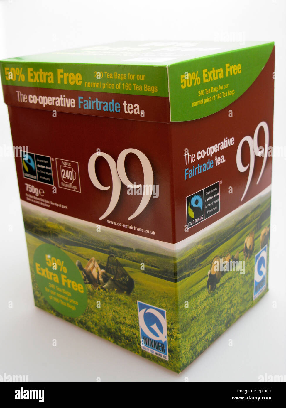 a supersized box of co-operative fairtrade tea bags Stock Photo