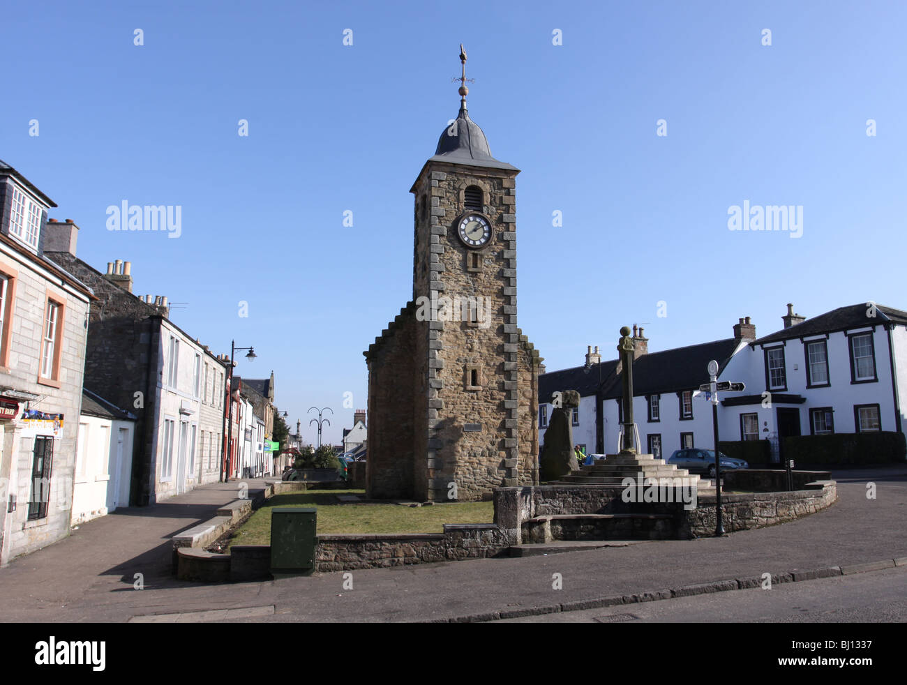 Clackmannan street scene with Tolbooth Clackmannanshire Scotland  March 2010 Stock Photo