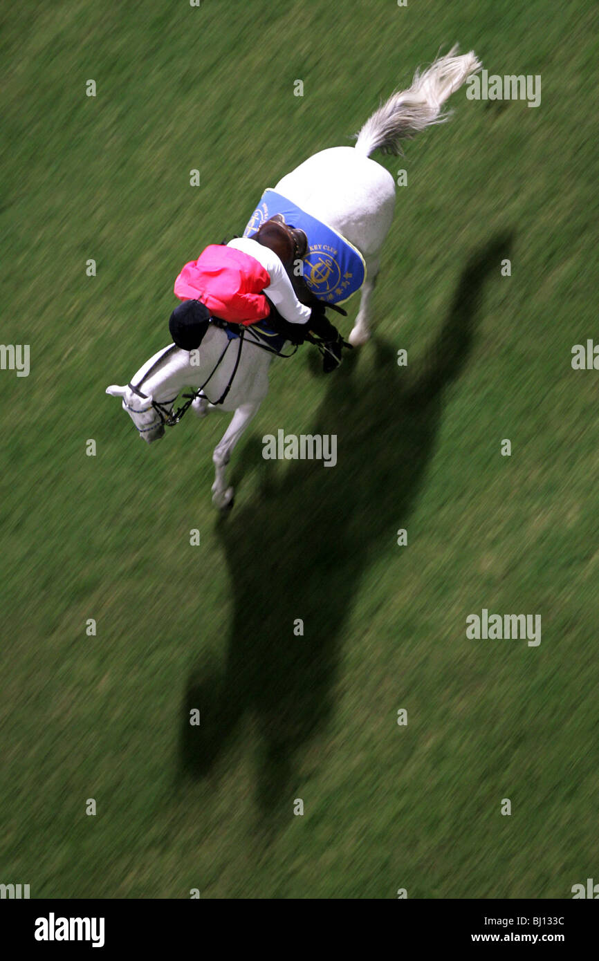 Aerial View Of A Horse And A Rider Galloping Hong Kong China Stock Photo Alamy