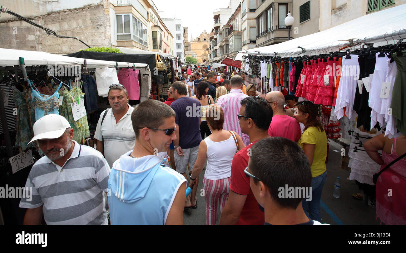 Market day in Felanitx, Majorca, Spain Stock Photo