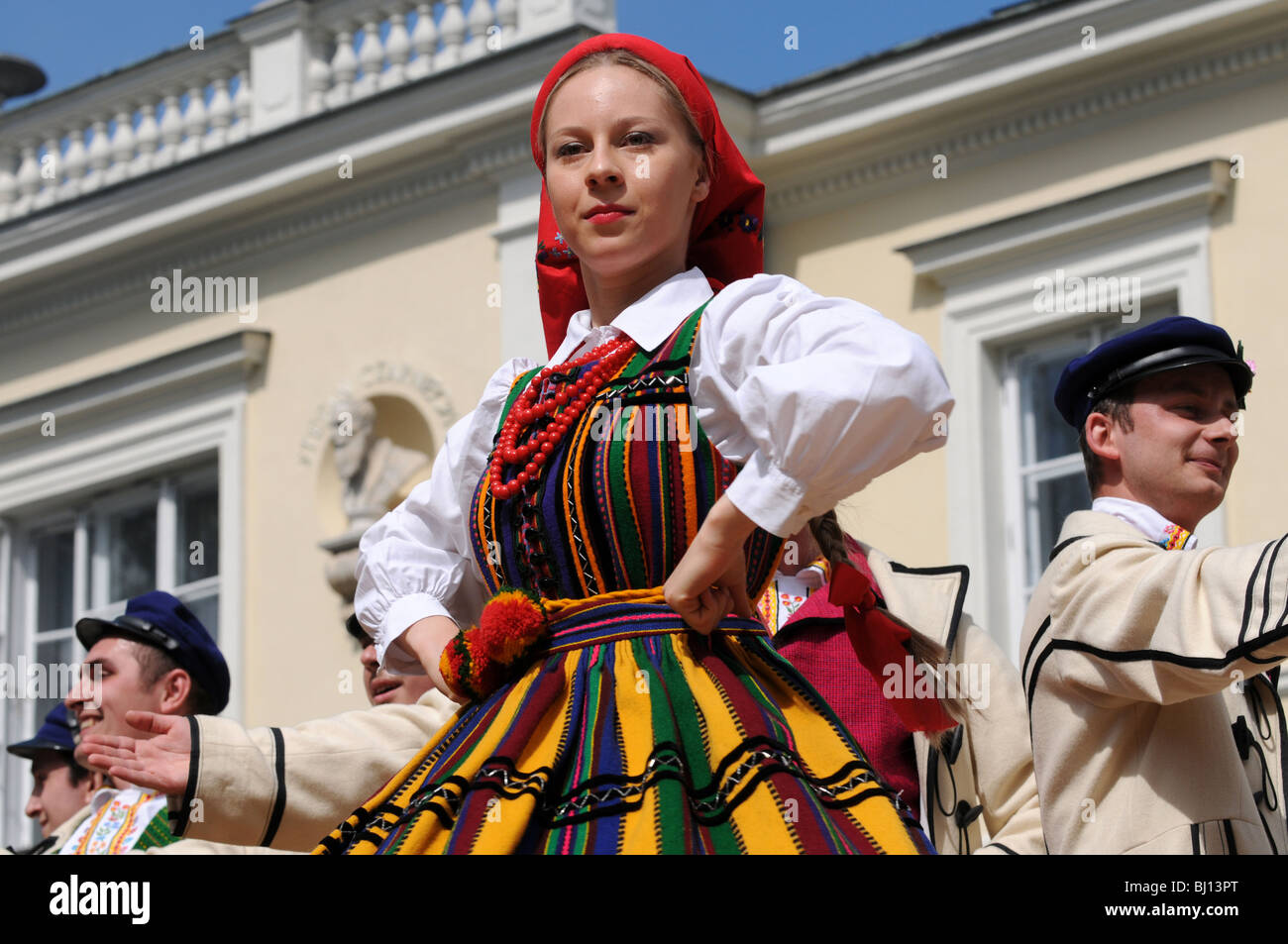 The Zofia Solarz 'Promni' Artistic Folk Dance Ensemble from Warsaw Agricultural University during their show Stock Photo