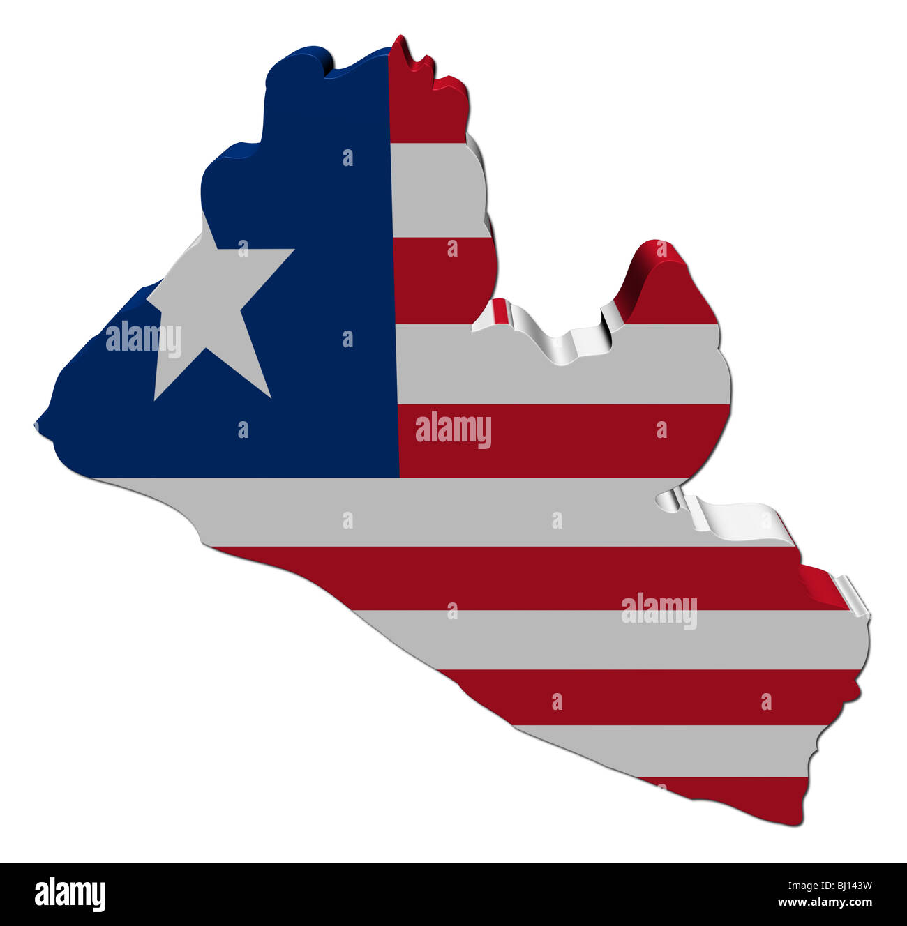 Liberia map flag 3d render on white illustration Stock Photo - Alamy