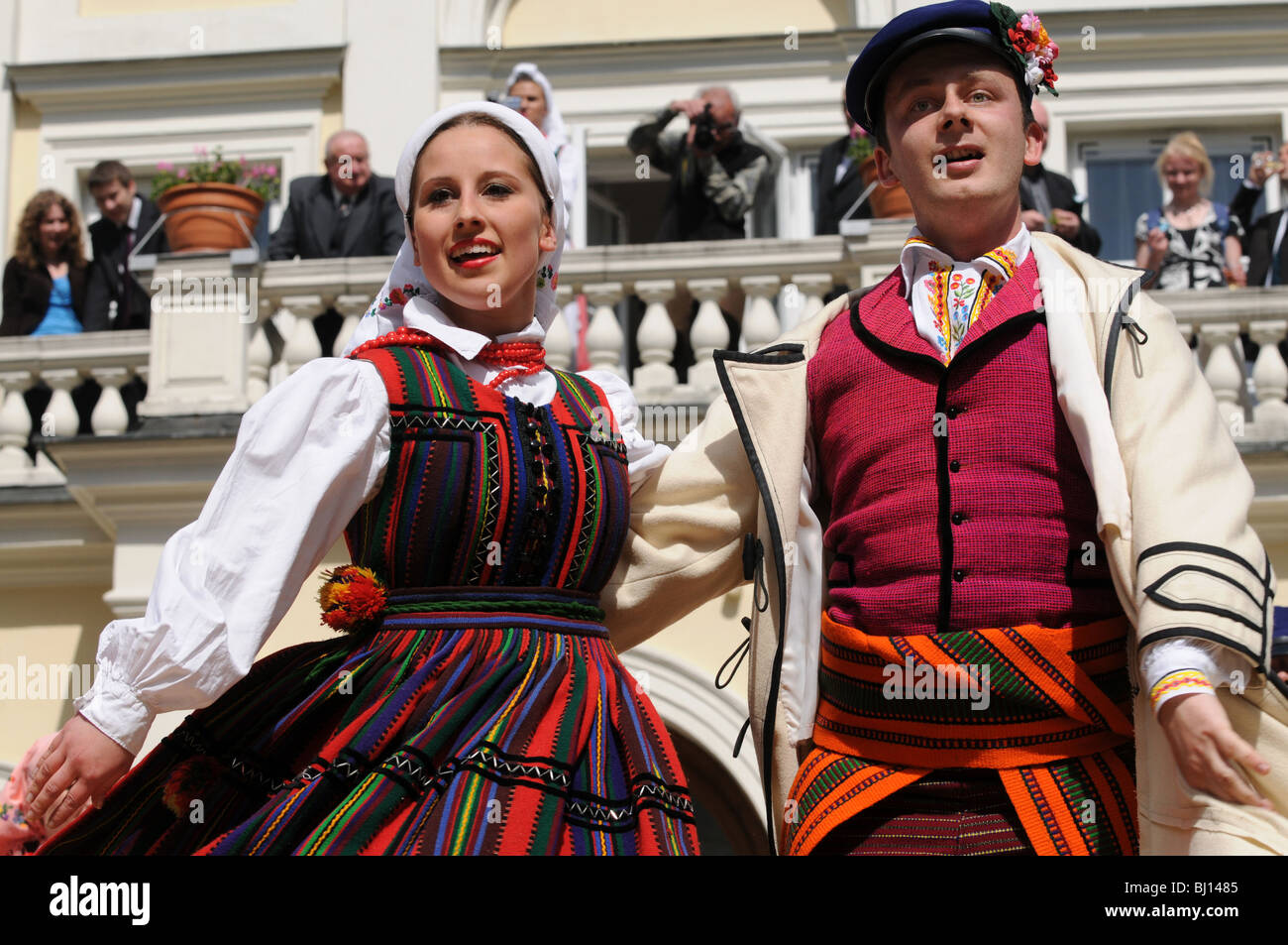 The Zofia Solarz 'Promni' Artistic Folk Dance Ensemble from Warsaw Agricultural University during their show Stock Photo