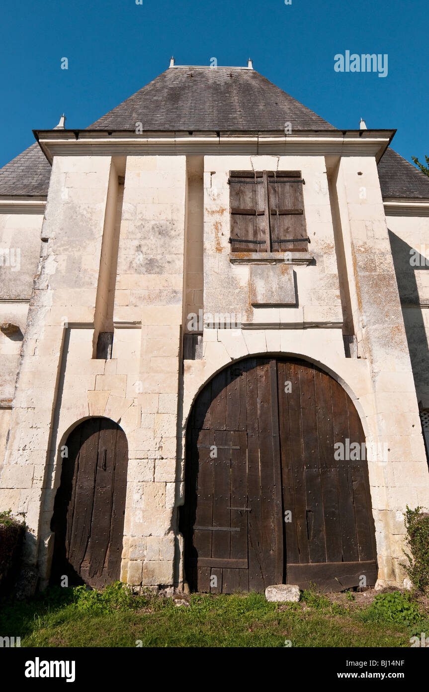 Old stone gatehouse of private house - sud-Touraine, France. Stock Photo