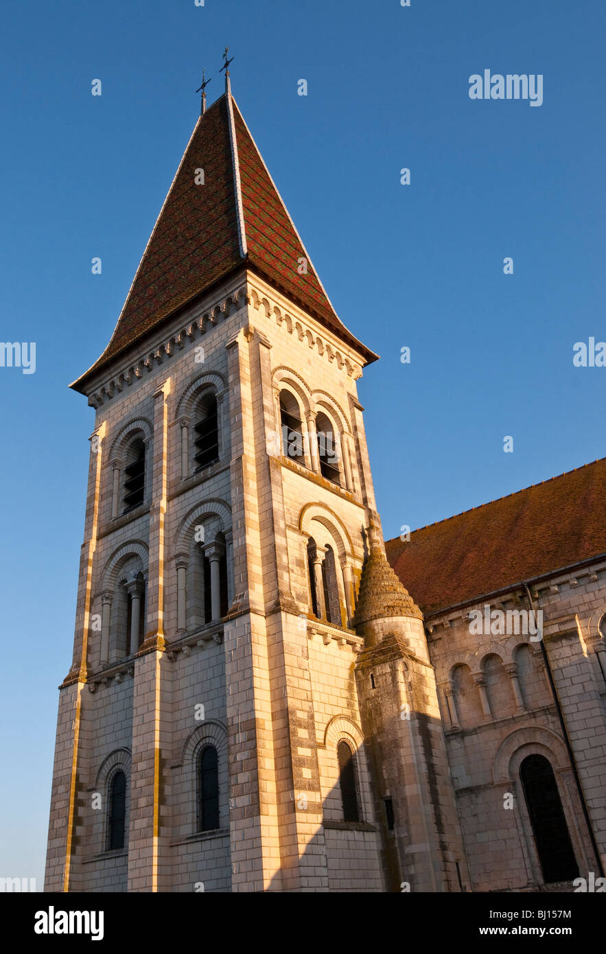 Preuilly-sur-Claise church bell tower, Indre-et-Loire, France. Stock Photo