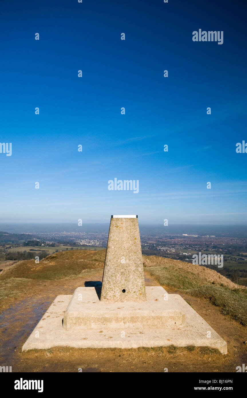 Ordnance Survey triangulation point at Painswick Beacon, site of the