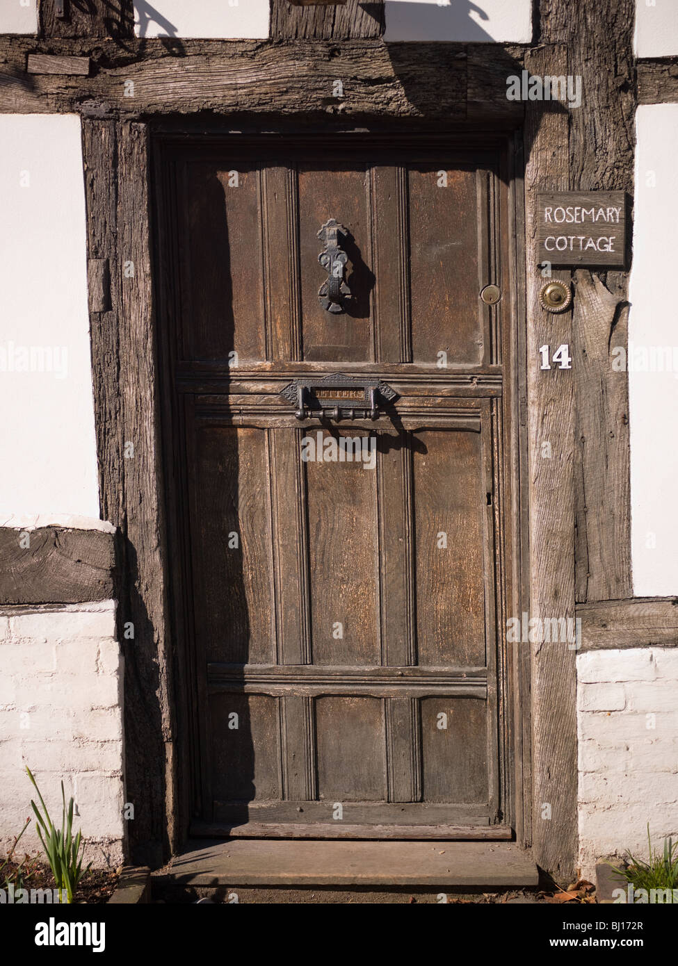 An old oak wooden front door. Stock Photo