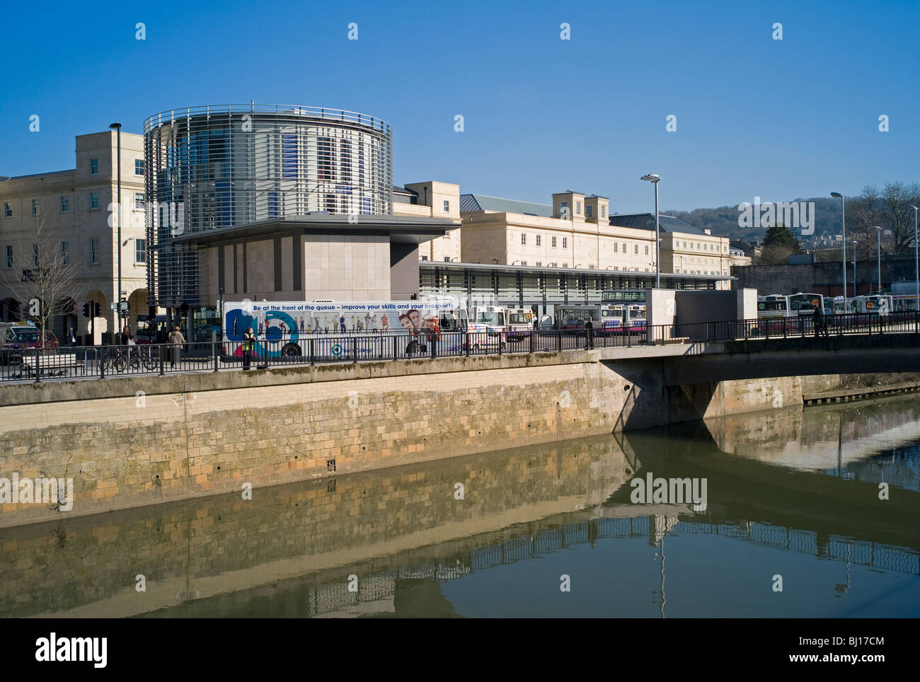 Bath Bus Station from the River Avon Stock Photo Alamy