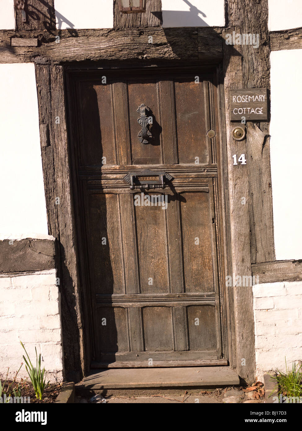 An old oak wooden front door. Stock Photo
