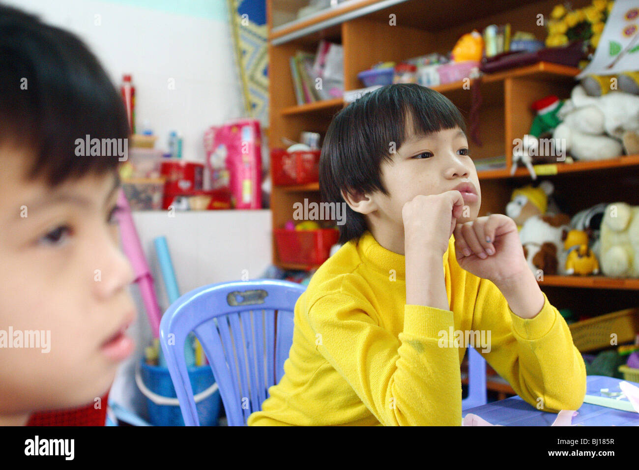 Lesson for handicaped children, Hue, Vietnam Stock Photo
