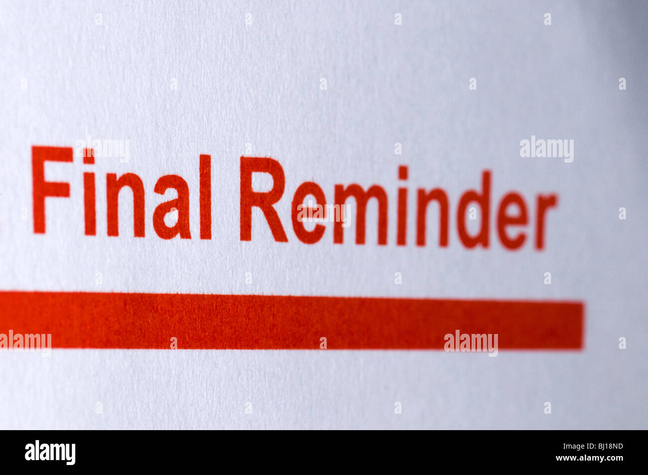 A final reminder from the Inland Revenue Stock Photo Alamy