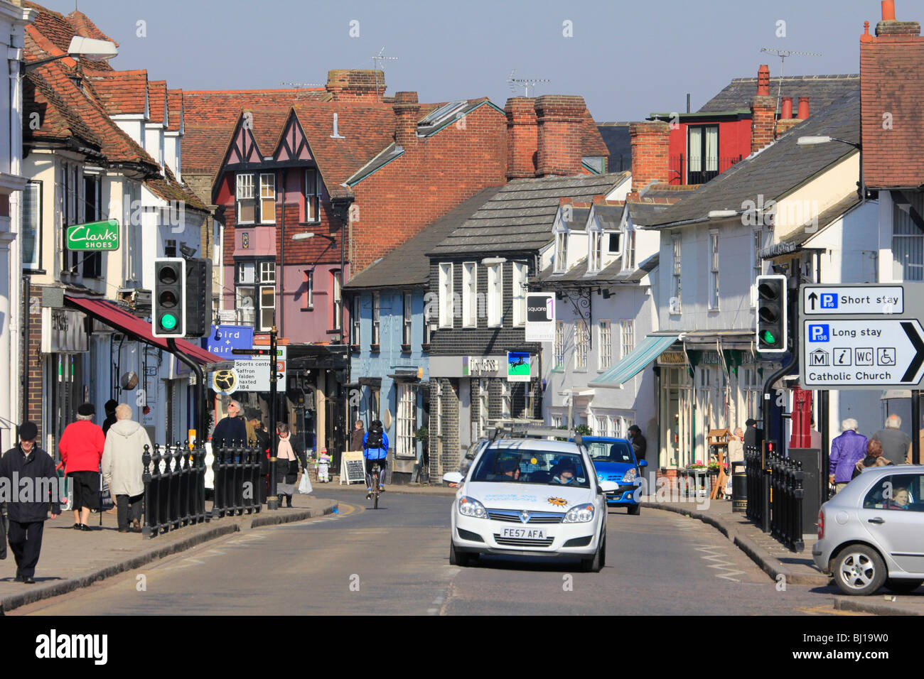 Great Dunmow Town Centre High Street, Essex, England Stock Photo