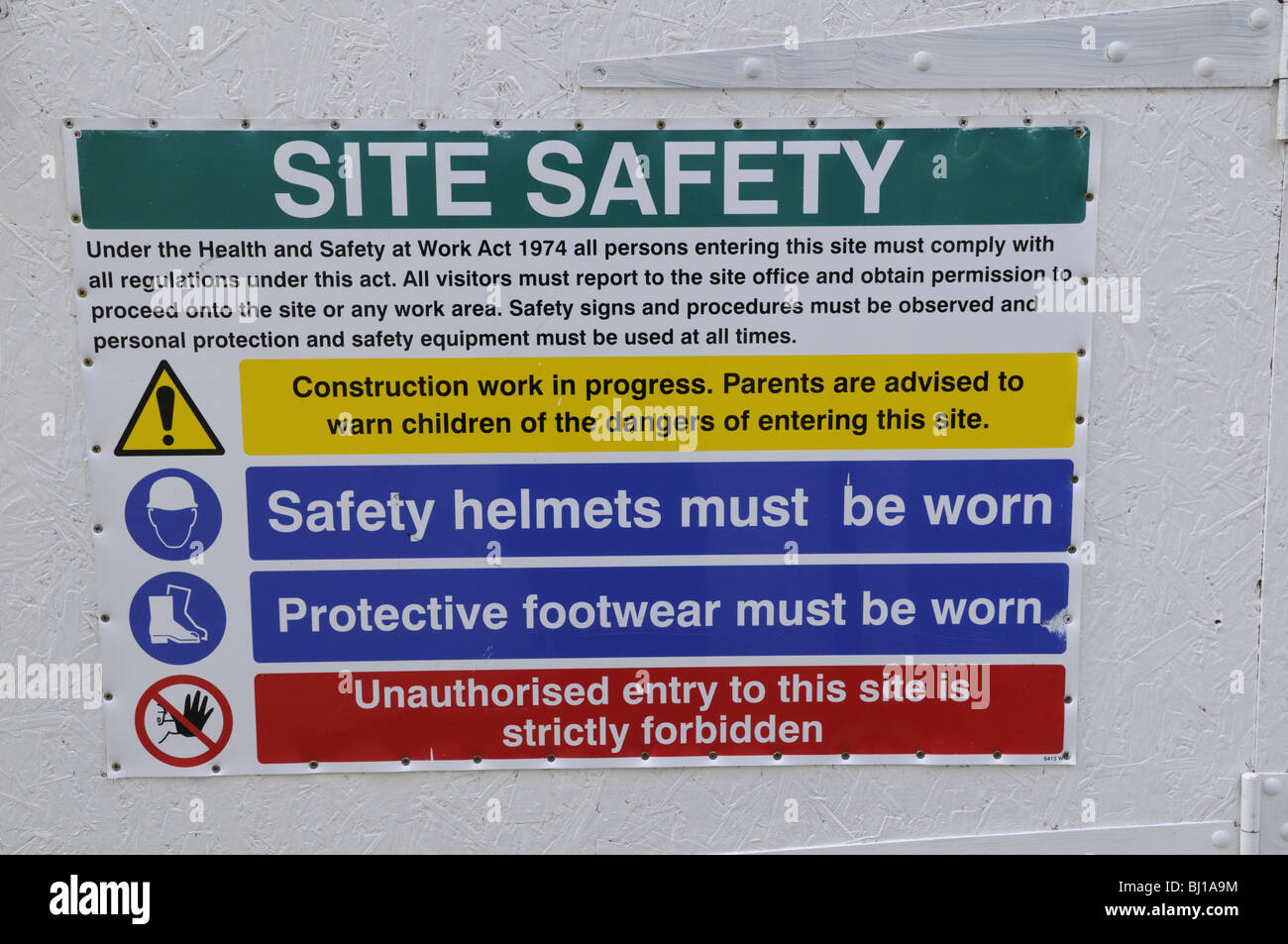 A Building Site Safety Notice Stock Photo