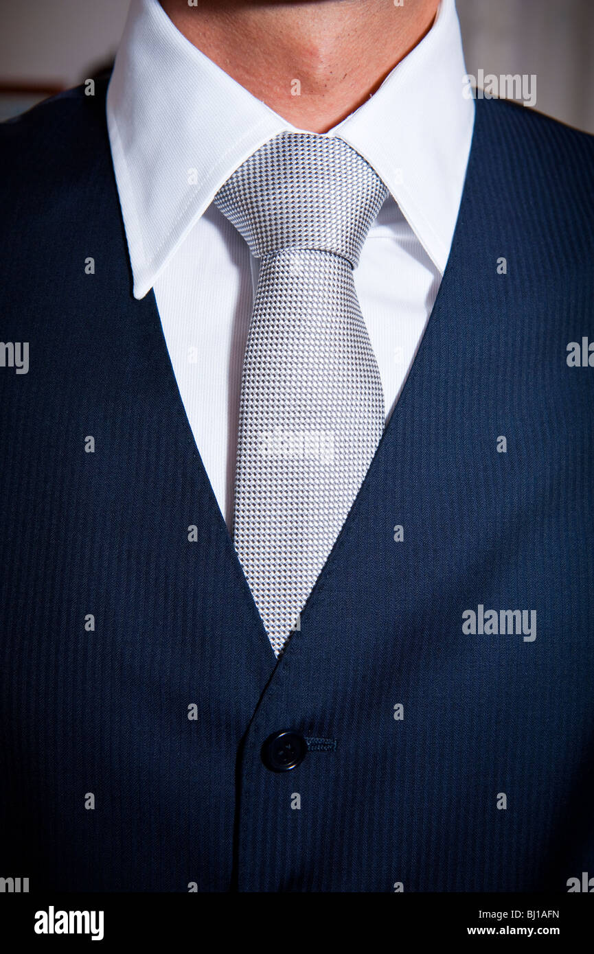 Close-up of groom wearing necktie Stock Photo - Alamy