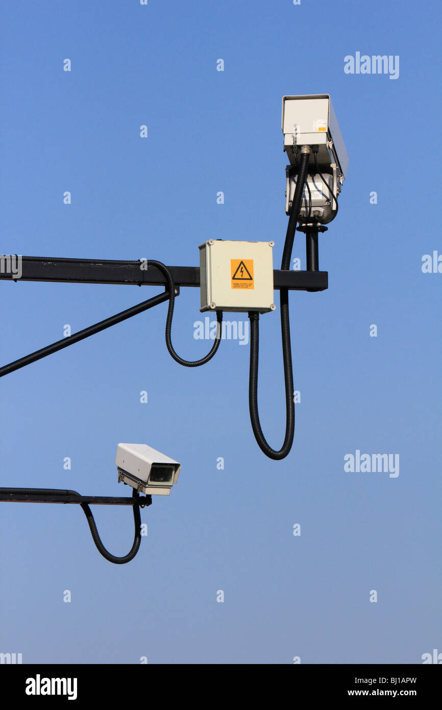 cctv cameras looking both directions dunmow town centre essex england