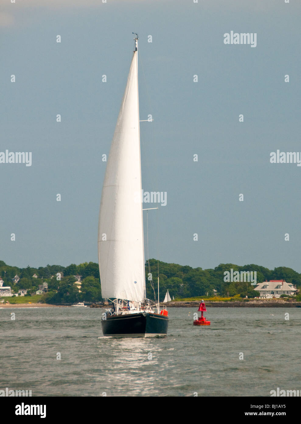 Maine, Portland, Sailboat sailing in Casco Bay Stock Photo Alamy