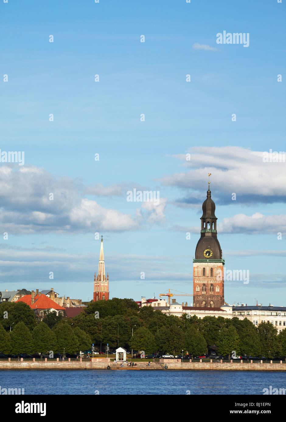 Latvia, Eastern Europe, Baltic States, Riga, View Of Dome Cathedral From Across Daugava River Stock Photo