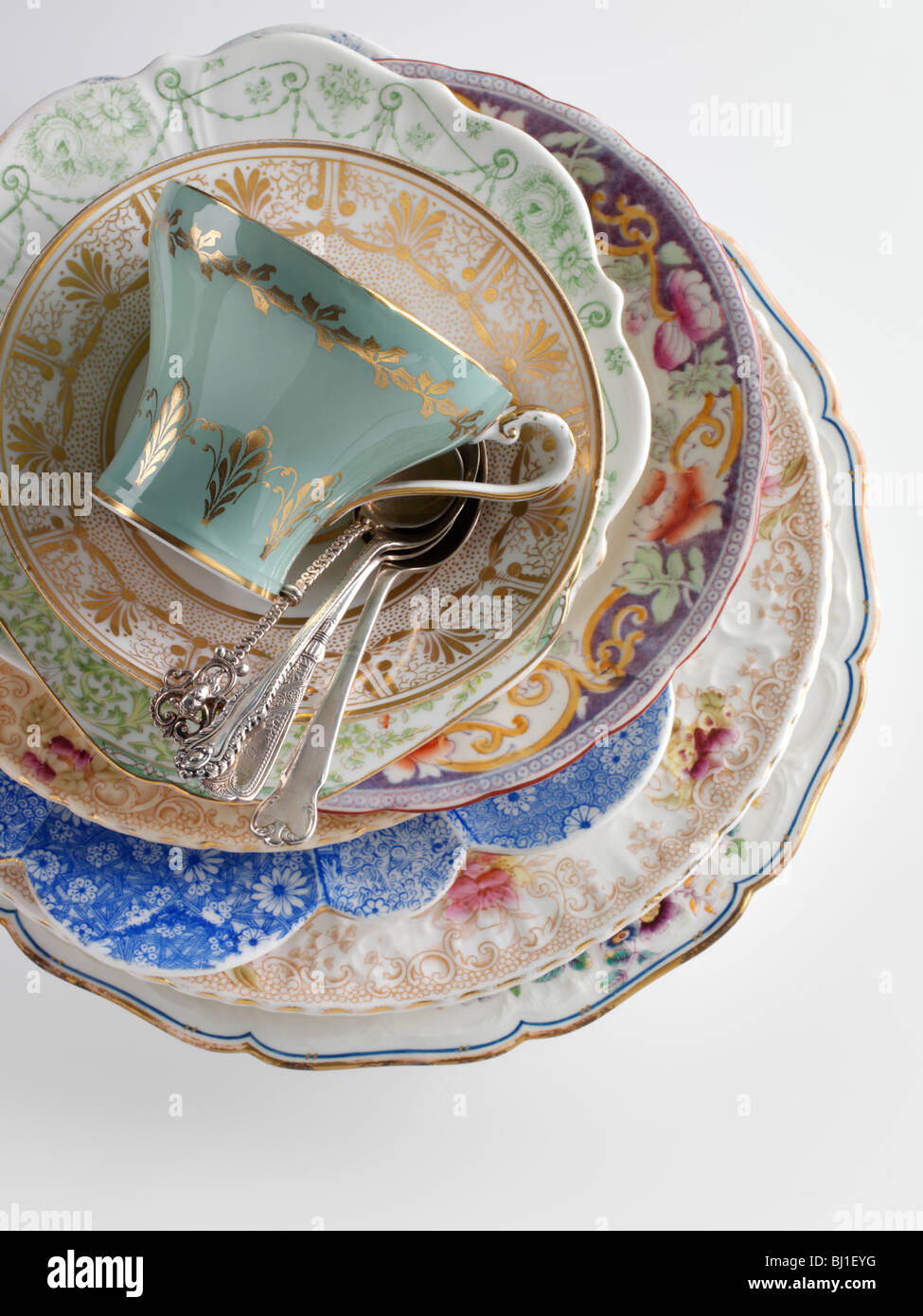 Floral antique fine bone china Stock Photo - Alamy