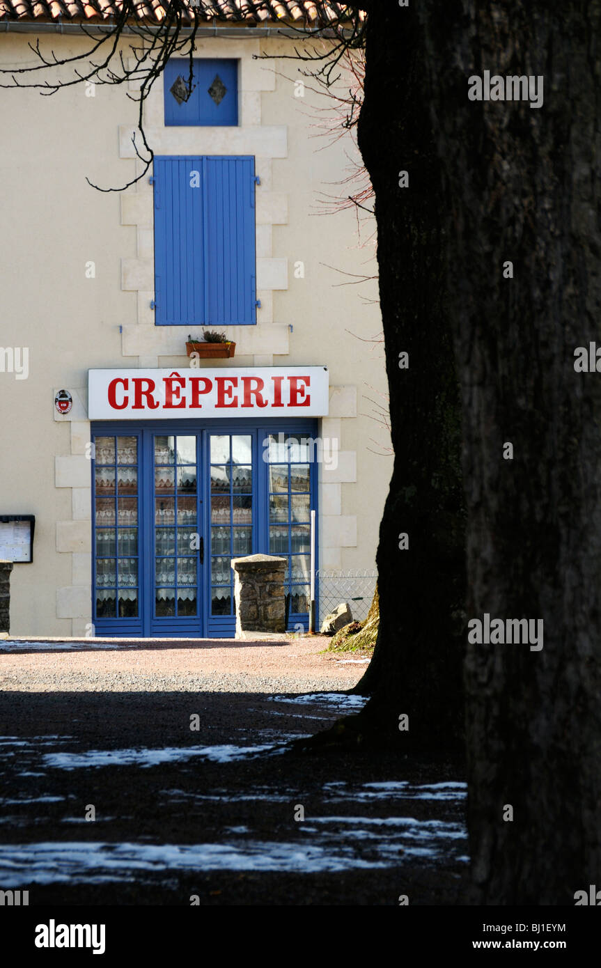 Stock photo of a typical french village creperie. Stock Photo